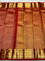 Load image into Gallery viewer, Classic Dark Orange Red 2gm Zari Bridal Elegance Kanchipuram Handloom Silk Saree SS26494
