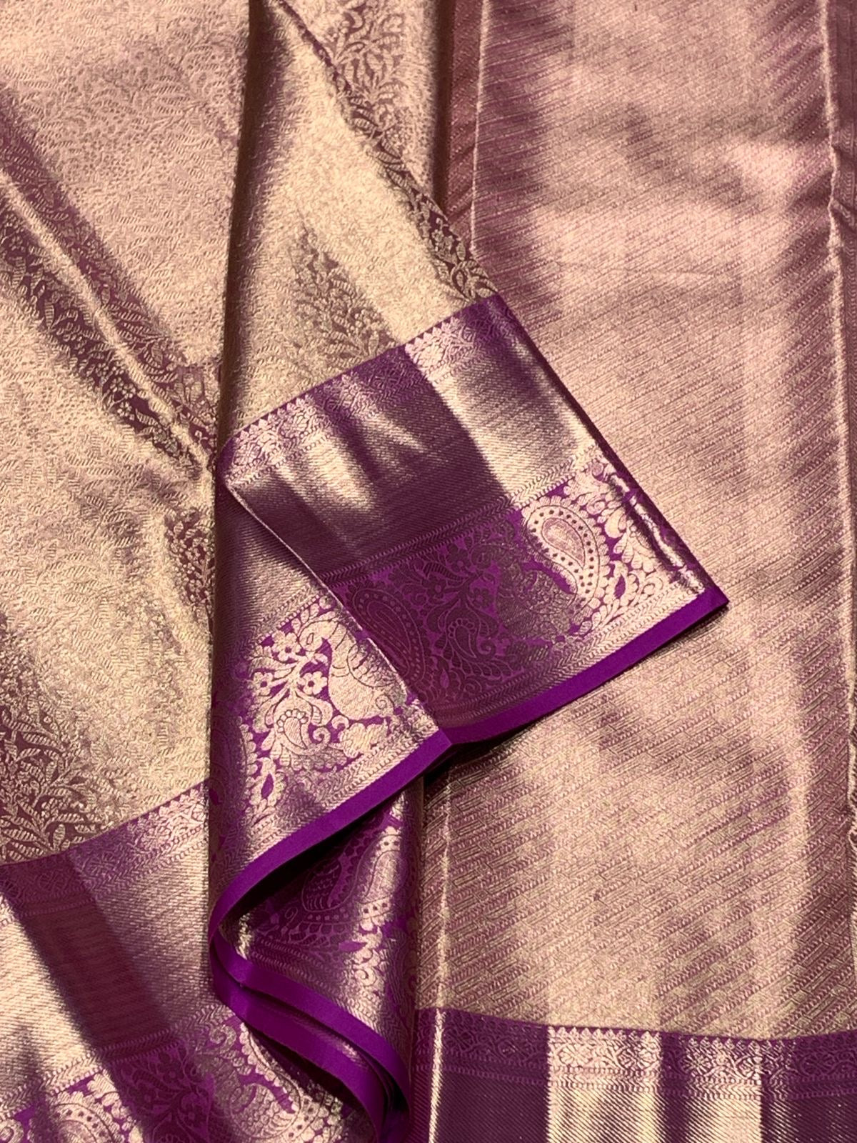 Classic Rhubarb Purple 2gm Zari Bridal Elegance Kanchipuram Handloom Silk Saree SS24821