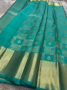 Classic Sea Green Bridal Elegance Kanchipuram Handloom Silk Saree SS25909