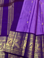 Load image into Gallery viewer, Classic Lavender Long Border Vintage Elegance Kanchipuram Handloom Silk Saree SS27181

