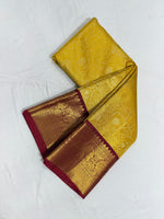 Load image into Gallery viewer, Classic Gold &amp; Barn Red Brocade Tissue Bridal Elegance Kanchipuram Handloom Silk Saree SS26570
