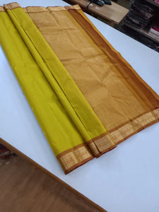 Classic Lime Yellow Kanchipuram Handloom Silk Saree SS25872