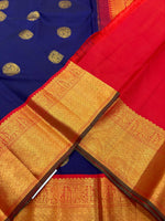 Load image into Gallery viewer, Classic Royal Blue &amp; Chilly Red 2gm Zari Bridal Elegance Kanchipuram Handloom Silk Saree SS23604
