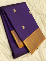 Load image into Gallery viewer, Classic Violet &amp; Mustard 2gm Zari Elegance Kanchipuram Handloom Silk Saree SS24697
