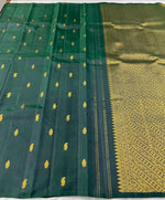 Load image into Gallery viewer, Classic Midnight Green 2gm Zari Elegance Kanchipuram Handloom Silk Saree SS25193

