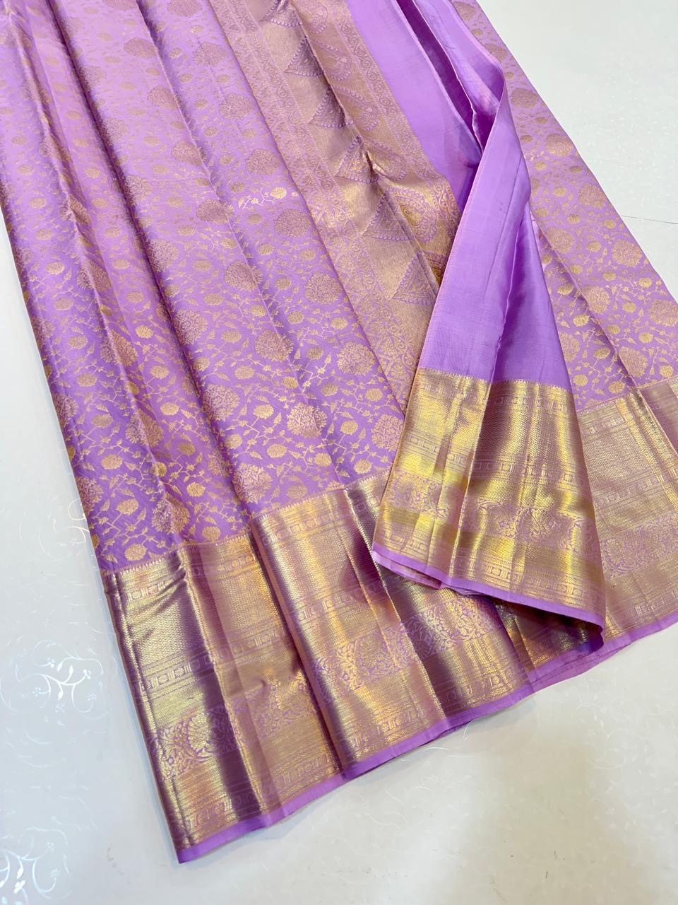 Classic Lavender Elegance Kanchipuram Handloom Silk Saree SS24694