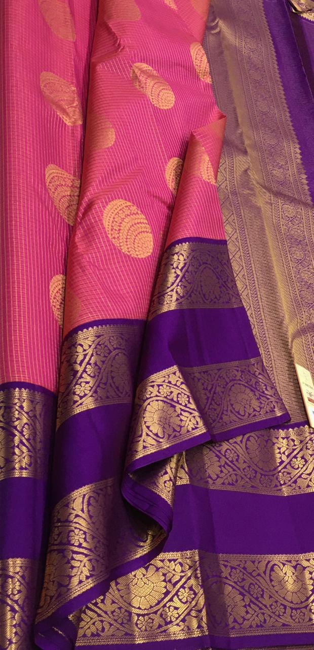 Classic Pink & Violet Elegance Handloom Soft Silk Saree SS26463