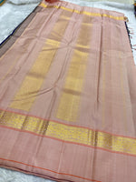 Load image into Gallery viewer, Classic Navy Blue &amp; Nude Pink Elegance Kanchipuram Handloom Silk Saree SS27249
