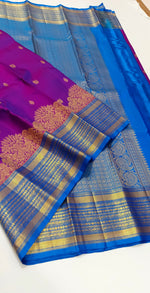 Load image into Gallery viewer, Classic Vadamalli &amp; Azure Blue Kanchipuram Handloom Silk Saree SS25927
