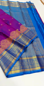 Classic Vadamalli & Azure Blue Kanchipuram Handloom Silk Saree SS25927