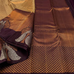 Load image into Gallery viewer, Classic Shimmer Beige &amp; Coffee Brown 1gm Zari Elegance Kanchipuram Handloom Silk Saree SS24848
