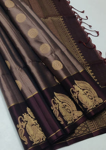 Pastel Cocoa & Chocolate Brown Elegance Handloom Soft Silk Saree SS25536
