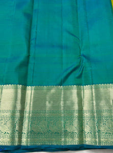 Classic Spring Green & Ice Blue 2gm Zari Elegance Kanchipuram Handloom Silk Saree SS25311