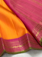 Load image into Gallery viewer, Classic Melon Orange &amp; Dark Pink 2gm Zari Bridal Elegance Kanchipuram Handloom Silk Saree SS24770
