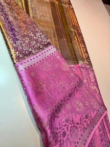 Classic Golden Vadamalli & Creamy Pink 4D Handmade Brocade Meenakari Designed Bridal Elegance Kanchipuram Handloom Silk Saree SS25405