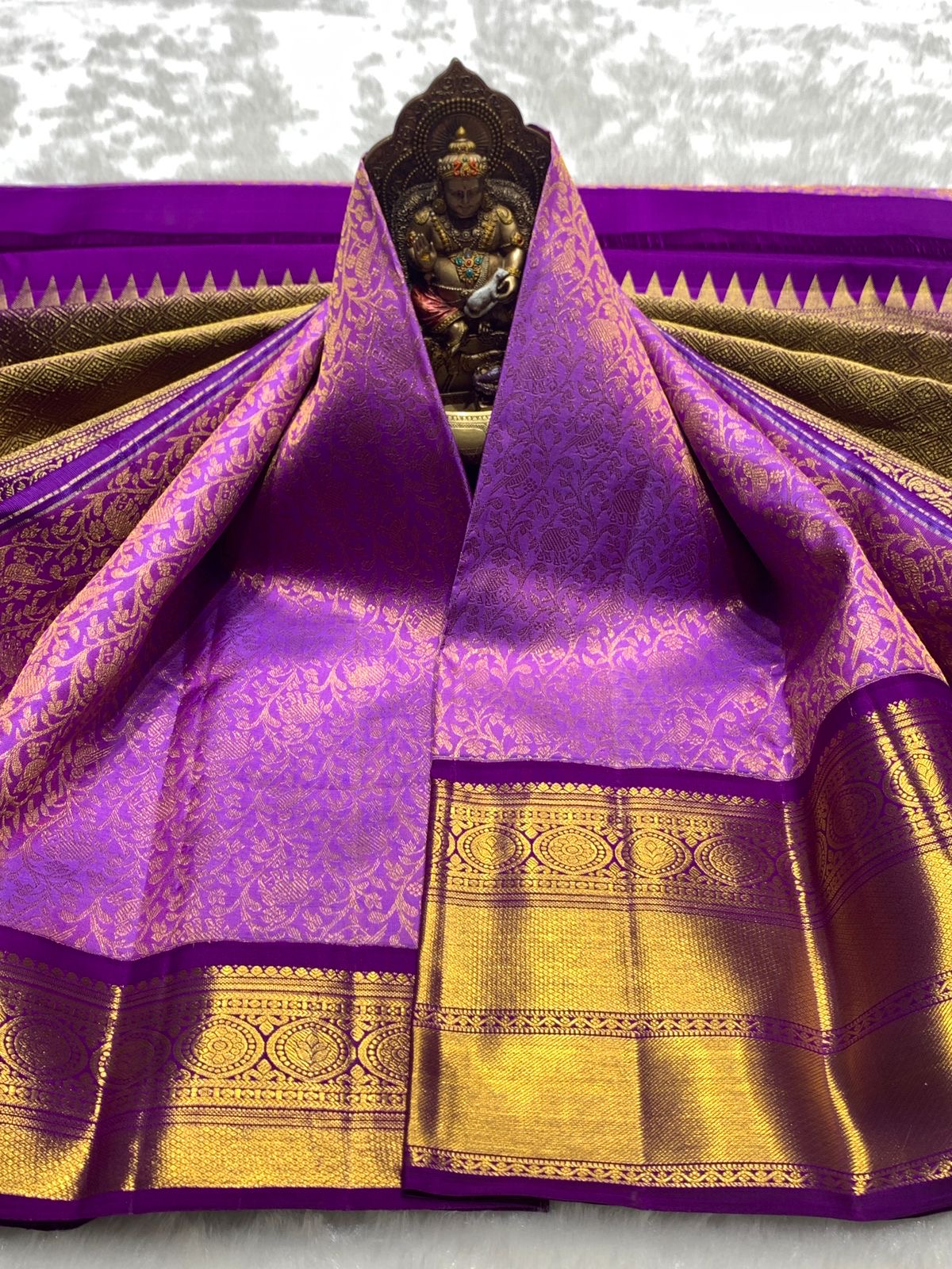 Classic Lavender 2gm Zari Elegance Kanchipuram Handloom Silk Saree SS25273