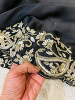 Load image into Gallery viewer, Classic Charcoal Black Elegance Satin Organza Silk Saree SS26048
