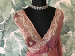 Load image into Gallery viewer, Classic Pastel Pink Handwork Elegance Crushed Tissue Silk Saree SS25697
