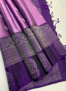 Classic Pink & Purple Elegance Handloom Soft Silk Saree SS24562