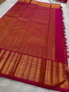 Classic Rose Pink Bridal Elegance Kanchipuram Handloom Silk Saree SS25901