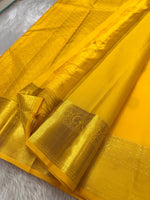 Load image into Gallery viewer, Classic Mango Yellow Kanchipuram Handloom Silk Saree SS26045
