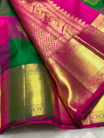 Load image into Gallery viewer, Classic Deep Pink &amp; Green 2gm Zari Kanchipuram Handloom Silk Saree SS25815
