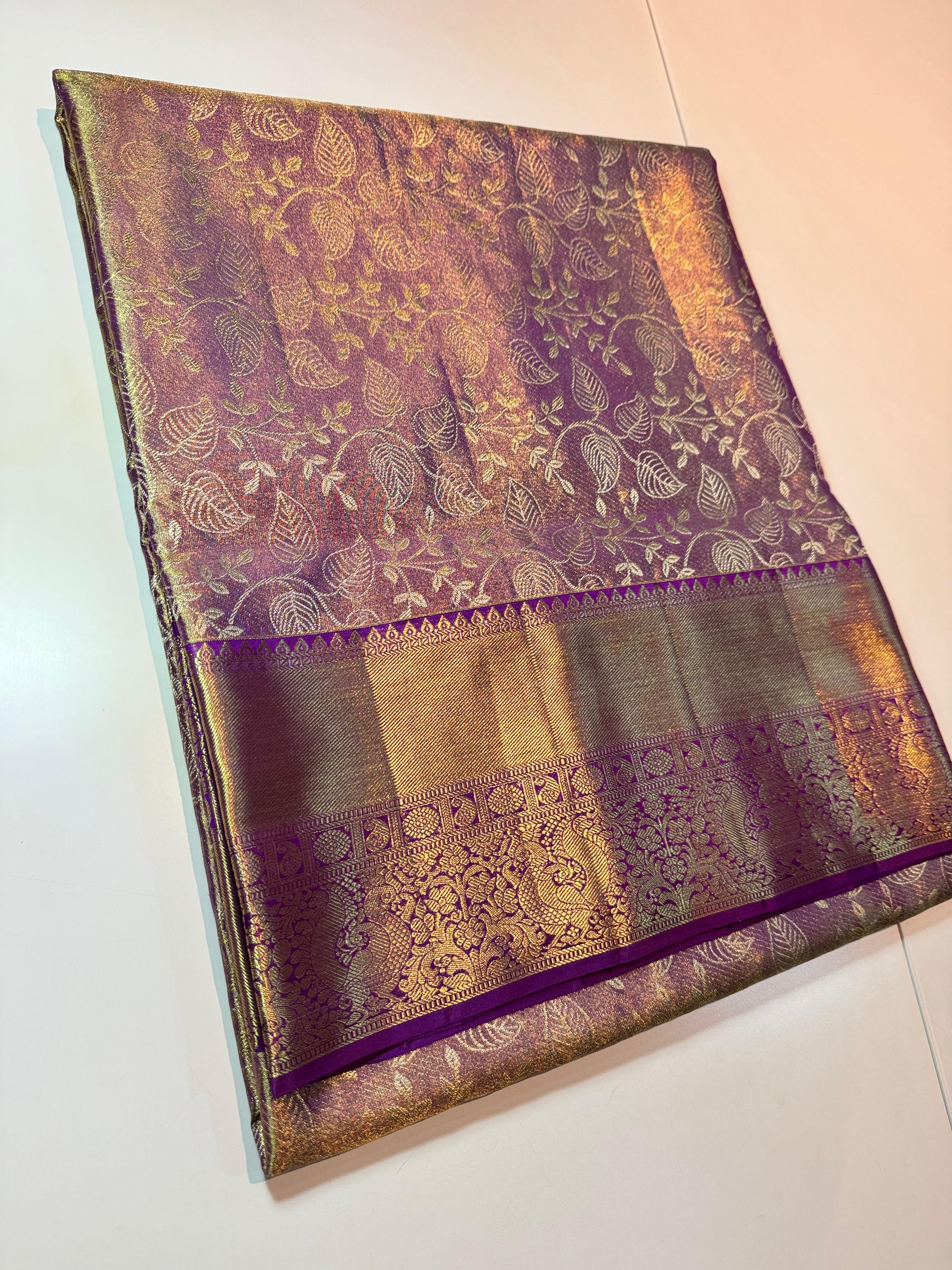 Classic Lavender Elegance Kanchipuram Tissue Handloom Silk Saree SS24507