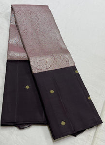 Classic Cocoa & Mud Brown 2gm Zari Elegance Kanchipuram Handloom Silk Saree SS25201