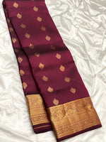 Load image into Gallery viewer, Classic Burgundy Maroon 1gm Zari Elegance Kanchipuram Handloom Silk Saree SS23474
