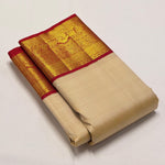 Load image into Gallery viewer, Classic Butter Cream &amp; Chilli Red Bridal Elegance Kanchipuram Handloom Silk Saree SS28061
