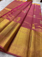 Load image into Gallery viewer, Classic Rose Pink 2gm Zari Tissue Bridal Elegance Kanchipuram Handloom Silk Saree SS26420
