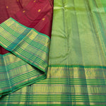 Load image into Gallery viewer, Classic Mahogany Red &amp; Green Vaira Oosi 2gm Zari Kanchipuram Handloom Silk Saree SS25938
