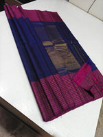 Load image into Gallery viewer, Classic Navy Blue &amp; Onion Pink 2gm Vintage Elegance Kanchipuram Handloom Silk Saree SS27075
