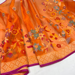 Load image into Gallery viewer, Classic Fanta Orange Banarasi Katan Elegance Handloom Silk Saree SS28587
