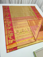 Load image into Gallery viewer, Classic Shimmer Gold &amp; Red Meenakari Bridal Elegance Kanchipuram Handloom Silk Saree SS26899
