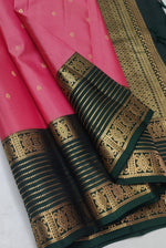 Load image into Gallery viewer, Classic Pink &amp; Burnt Green Elegance Handloom Soft Silk Saree SS27015
