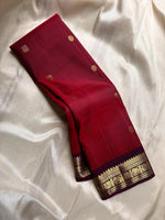 Load image into Gallery viewer, Classic Cherry Red &amp; Dark Plum Elegance Kanchipuram Handloom Silk Saree SS24838
