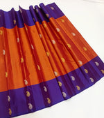 Load image into Gallery viewer, Classic Rust Orange &amp; Purple Elegance Kanchipuram Handloom Silk Saree SS27905
