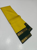 Load image into Gallery viewer, Classic Lemon Yellow &amp; Pine Green 2gm Zari Korvai Elegance Kanchipuram Handloom Silk Saree SS28089
