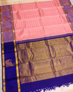 Load image into Gallery viewer, Classic Baby Pink &amp; Royal Blue Elegance Kanchipuram Handloom Silk Saree SS25495
