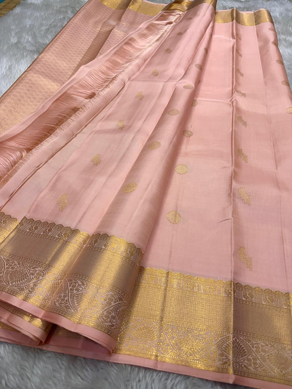 Pastel Pink Kanchipuram Handloom Silk Saree SS26046