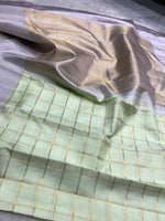 Load image into Gallery viewer, Classic Grey &amp; Lime 2gm Zari Kanchipuram Handloom Silk Saree SS25930
