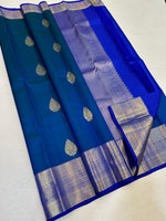 Load image into Gallery viewer, Classic Royal Blue &amp; Peacock Blue Elegance Kanchipuram Handloom Silk Saree SS24319
