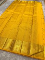 Load image into Gallery viewer, Classic Mango Yellow Kanchipuram Handloom Silk Saree SS26045
