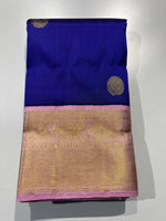 Load image into Gallery viewer, Classic Royal Blue &amp; Baby Pink 2gm Zari Korvai Elegance Kanchipuram Handloom Silk Saree SS24501
