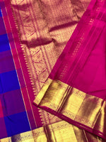 Load image into Gallery viewer, Classic Royal Blue &amp; Purple Pink 2gm Zari Kanchipuram Handloom Silk Saree SS25572
