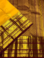 Load image into Gallery viewer, Mango Yellow &amp; Mahogany Red 2gm Zari Kanchipuram Handloom Silk Saree SS25828
