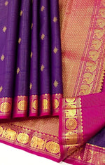 Load image into Gallery viewer, Classic Deep Violet &amp; Pink Elegance Kanchipuram Handloom Silk Saree SS27878

