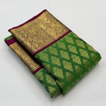 Load image into Gallery viewer, Classic Green &amp; Wine Red 1gm Zari Bridal Elegance Kanchipuram Handloom Silk Saree SS21816
