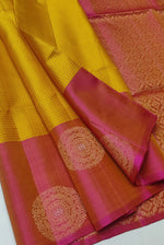 Load image into Gallery viewer, Classic Golden Yellow &amp; Peachy Rose Double Warp Handloom Soft Silk Saree SS27870
